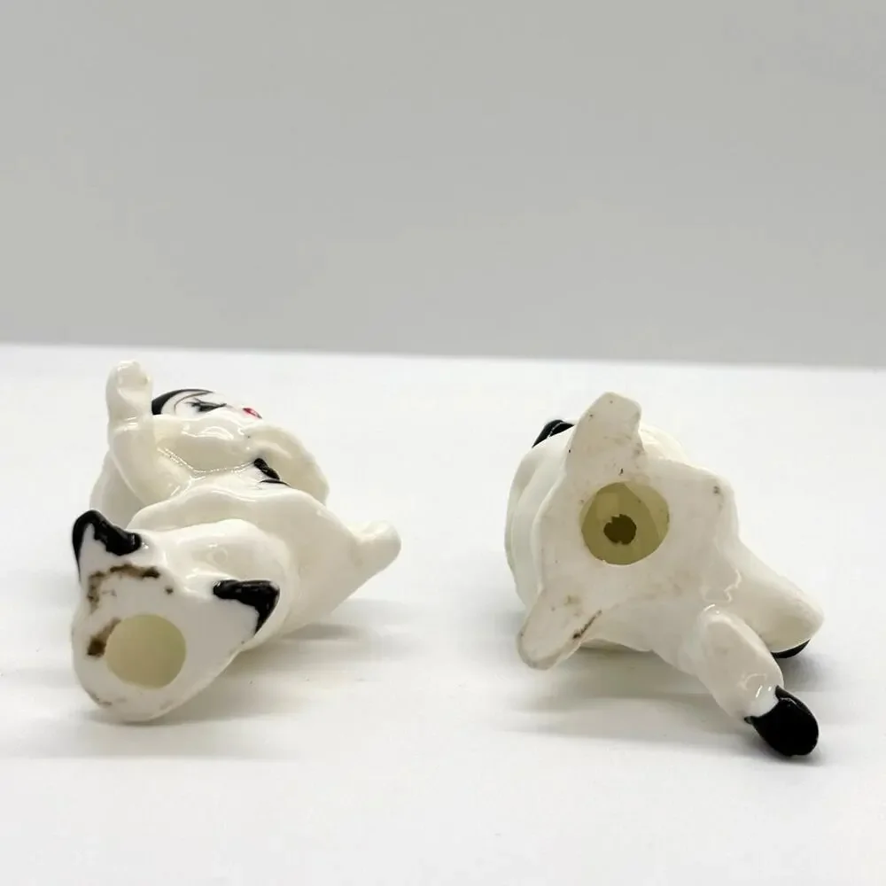 Vintage Set of 2 Small Harlequin Pierrot Porcelain Clown Mime Figurines
